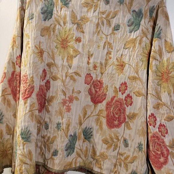 Tantrums 1X tan flower women's jacket/blazer - Picture 4 of 5